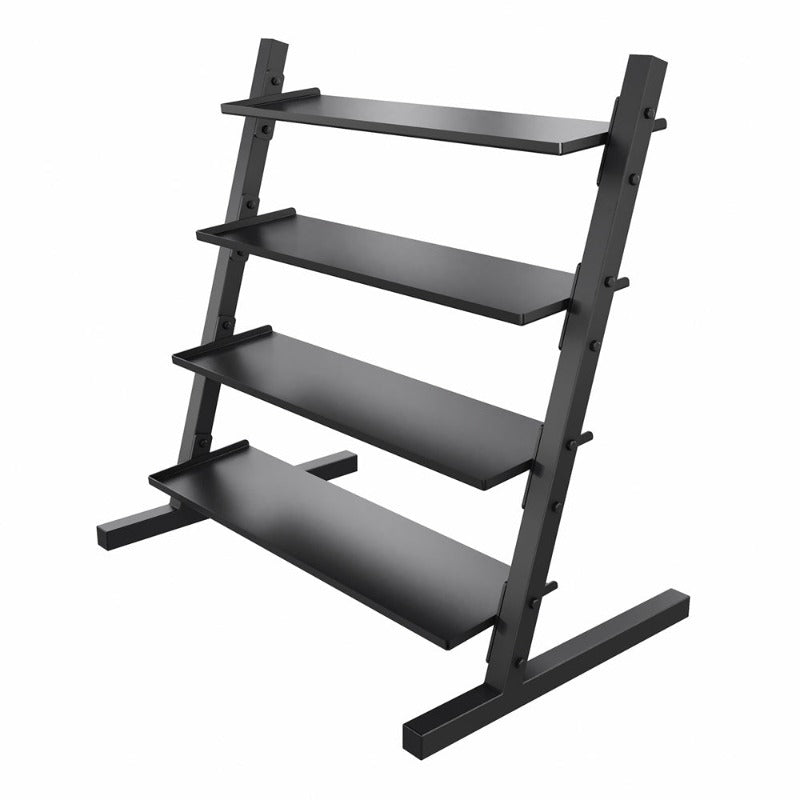 Power Systems Neoprene/Vinyl Dumbbell 4-Tier Storage Rack Empty Rack Side View