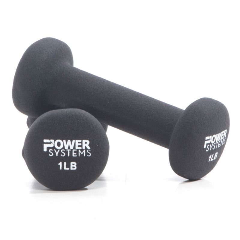 Power Systems Neoprene/Vinyl Dumbbell Vertical Rack w/Black Neoprene Dumbbell Set 1-15 lbs | 61793 1lb pair
