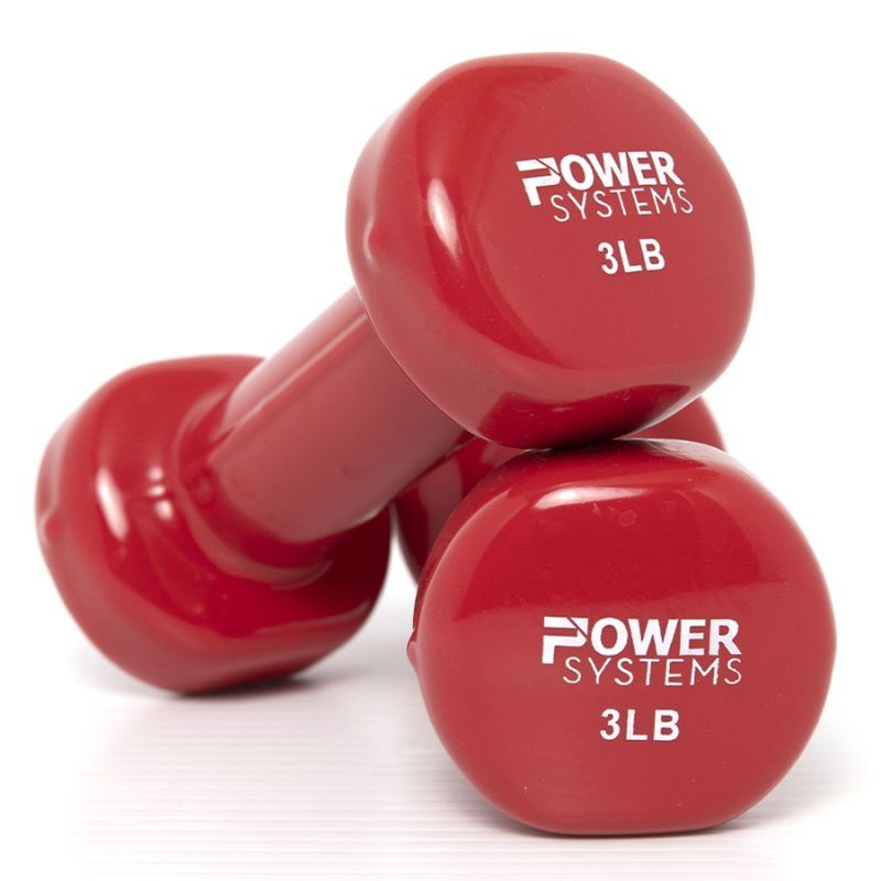 Power Systems Premium Dumbbell Storage Rack w/ 44 Deluxe Vinyl DB Prime Pairs 3 lbs Pair