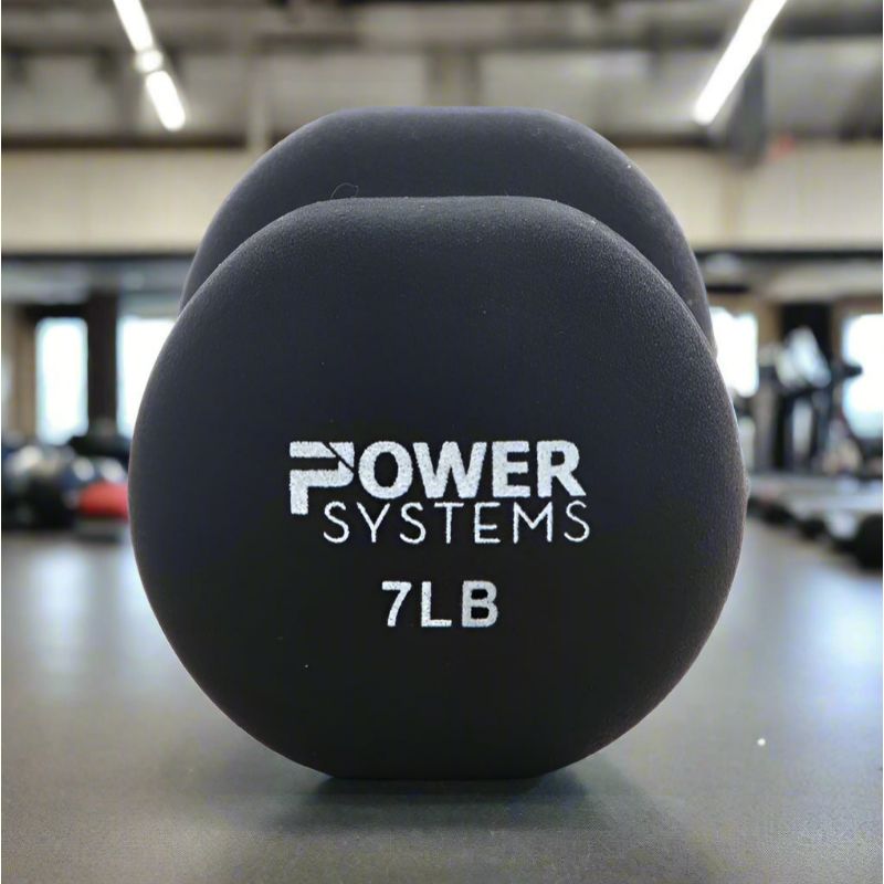 Power Systems Premium Neoprene Dumbbell Black 7 lb Main Display inside Gym