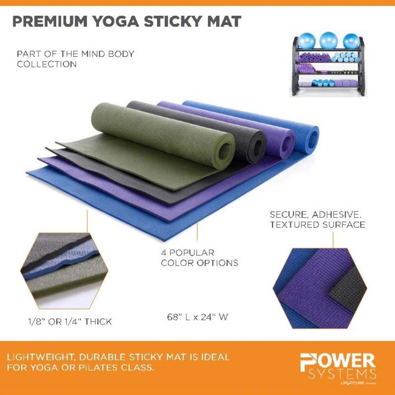 Power Systems Premium Yoga Sticky Mats Specifications and Dimensions