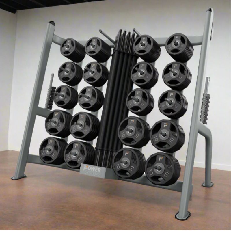Power Systems ProElite Pump Sets w_ Racks Rack PLus 20 Set with Lock-Jaw Collars inside Gym