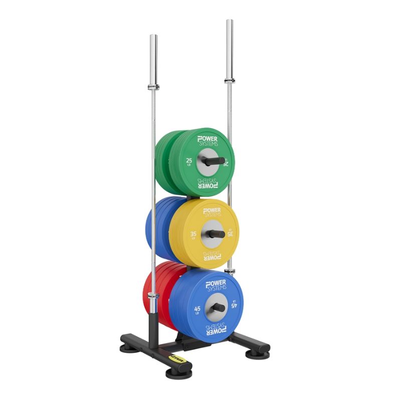 Power Systems Training Plate Olympic Colors with Rack and Bar Holder