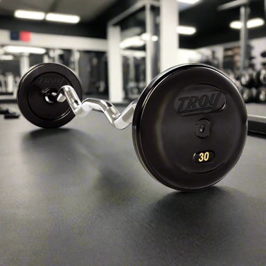 RUFC-020-110R TROY Pro Style Curl Barbel 5lb Increments-Rubber-Encased Plates Main 30lb