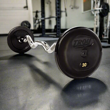 RUFC-025-115R TROY Pro Style Curl Barbell Set- Rubber-Encased Plates 30lb