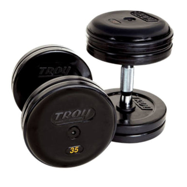 RUFDC-R TROY Pro-Style Rubber Encased Dumbbell Contoured Handle Rubber  35 lb Pair