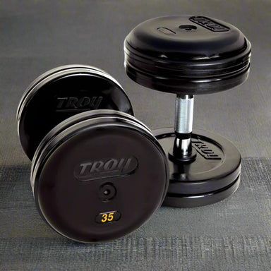 RUFDC-R TROY Rubber Encased Pro Style Dumbbell Contoured Handles 35 lb Pair

