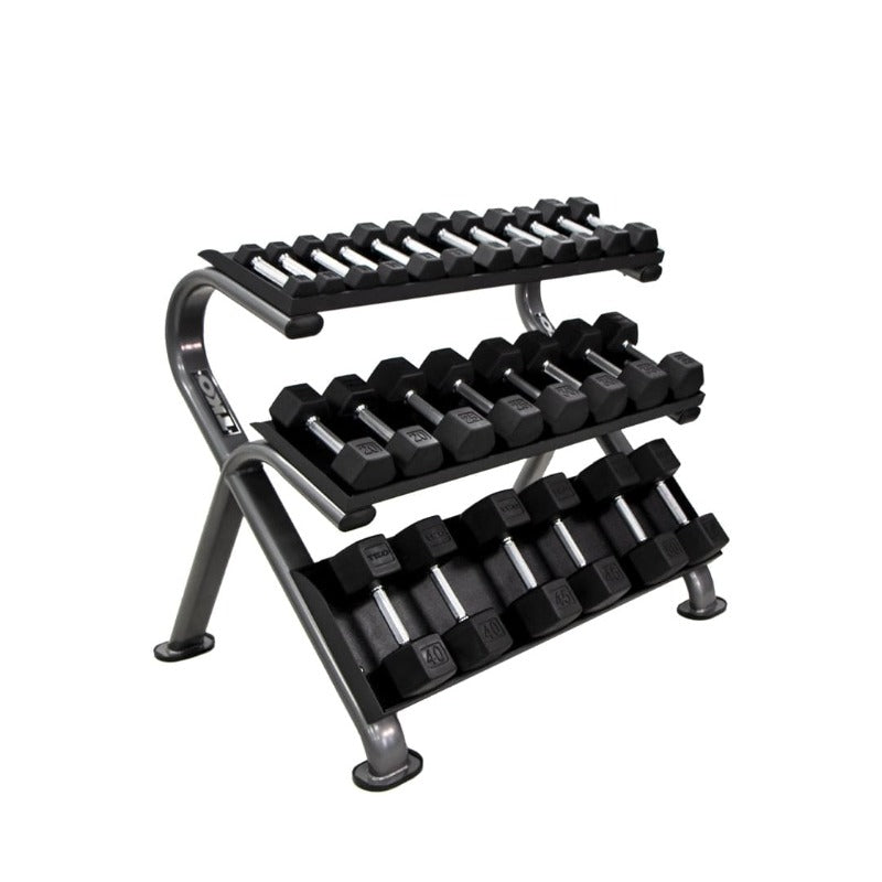 TKO 3-Tier Horizontal Dumbbell Rack | 890HDR Sample with Dumbbell