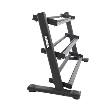  S6230-RXA10 TKO 5-50 lb Rubber Hex Dumbbell Set, Contour with 3 Tier Rail Rack Empty