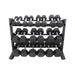  S6230-TXRA10 TKO 5-50lb Rubber Hex Tri-Grip Handle Dumbbells with 3 Tier Rail Rack Main