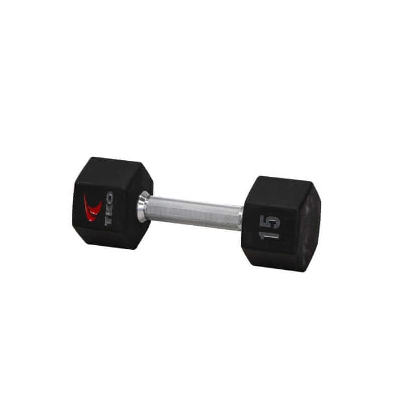 S6230-TXUA10 TKO  5-50lb Urethane Hex Tri-Grip Handle Dumbbells  15 lb