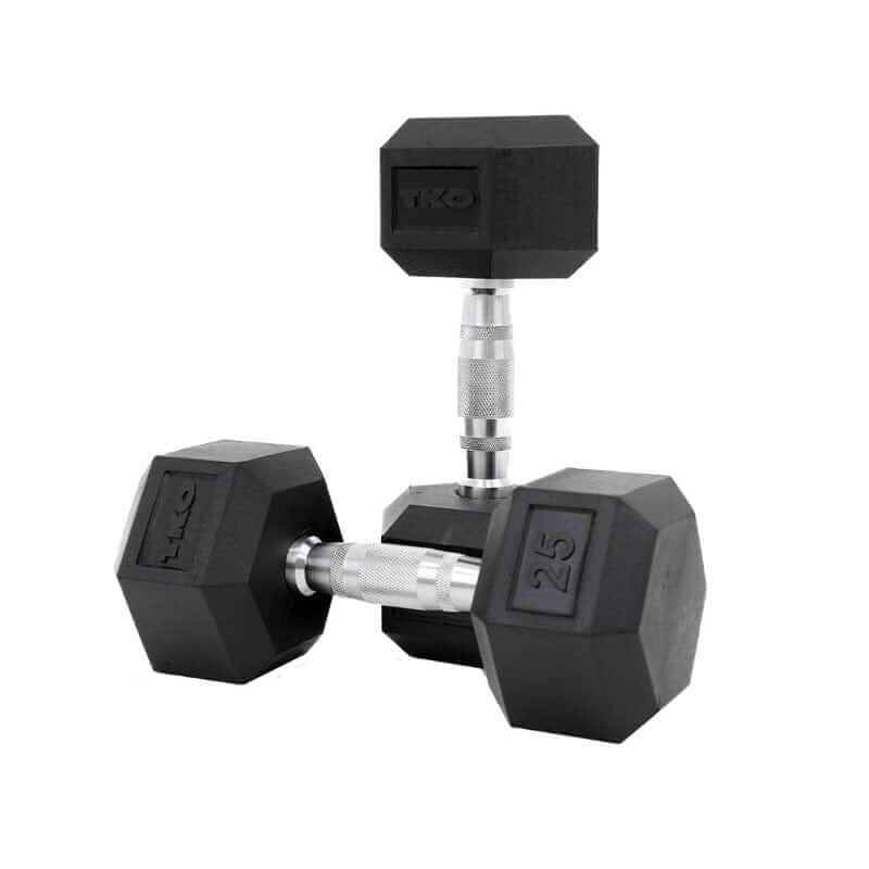 S826-RXL8 TKO 3-25lb Rubber Hex Dumbbell 25 lb Pair