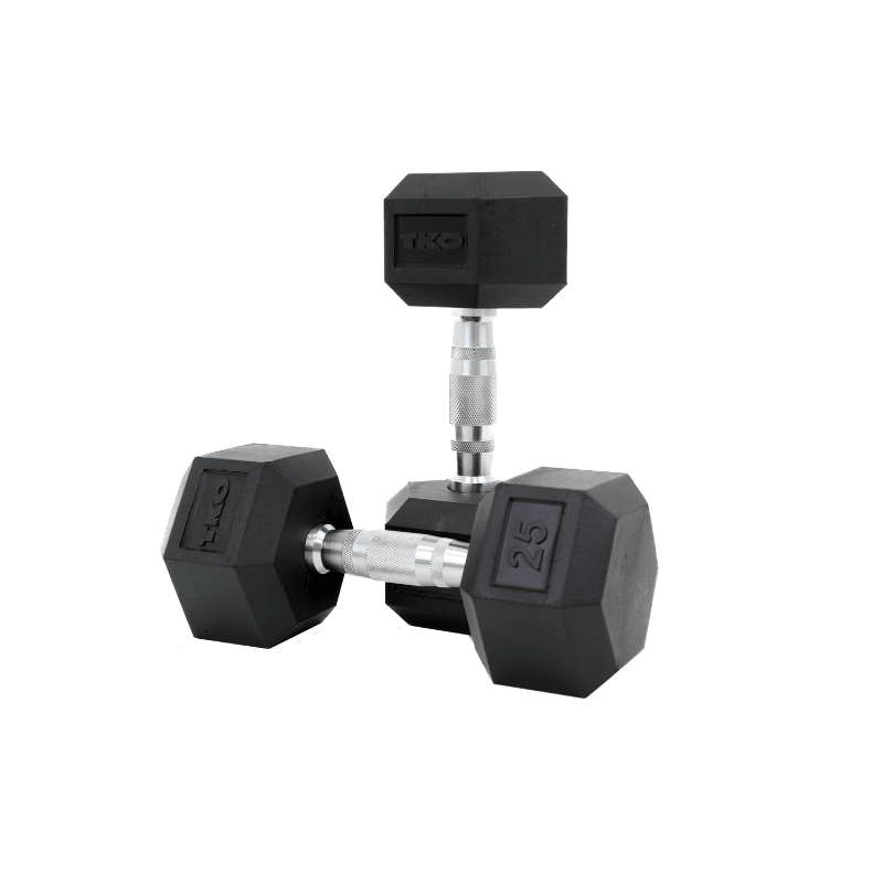 S826-RXL8 TKO 3-25lb Rubber Hex Dumbbell 25 lb Pair