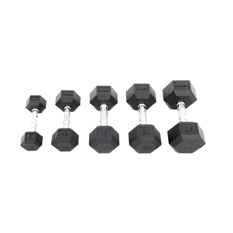 S826-RXL8 TKO 3-25lb Rubber Hex Dumbbell Set