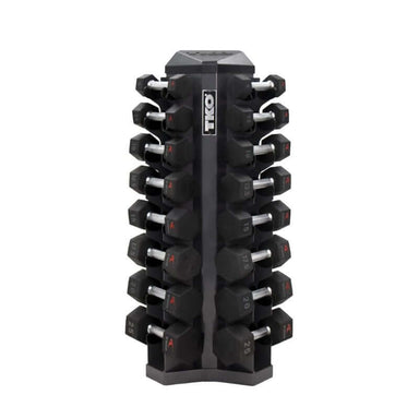 S826-TXUL8 TKO  5-25lb Urethane Hex Tri-grip Handle Dumbbells with Rack 