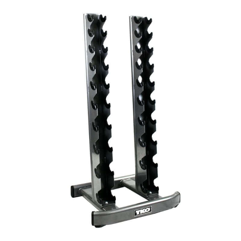 S840-TXRA10  TKO 5-50lb Rubber Hex Tri-Grip Handle Dumbbells with 10 Pair Rack Empty