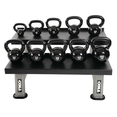 S859-KBV5-50 TKO  5-50lb Vinyl Kettlebell Set with 2 Tier Rack Main