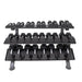 S890-SXRE15 TKO  5-75lbs Rubber Hex Straight Handle Dumbbells with Horizontal Dumbbell Rack Main