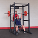 SPR1000  Body Solid PCL Power Rack Base Rack/Liftoffs/Premium Safeties Sample Exercise with Barbell