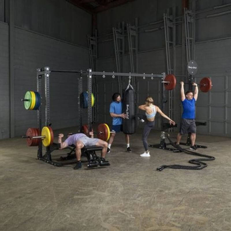 SPRACB Body Solid PCL Half Rack Connecting Bar to Power Rack Sample Exercise