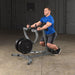 Seated Row workout with weight plates using Body Solid GSRM40B Plate Loaded Seated Row Machine