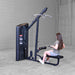 Side View of Female doing mid row workout using Body-Solid Pro ClubLine S2LATX Series 2 Lat and Mid-Row