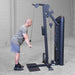 Side view of cable bar tricep extension workout using Body-Solid Pro ClubLine S2BTPX Series 2 Biceps and Triceps
