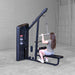 Side view of female doing lat pulldown using Body-Solid Pro ClubLine S2LATX Series 2 Lat and Mid-Row