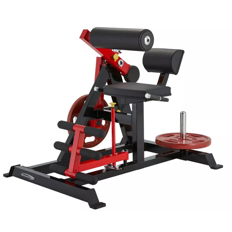 Steelflex PL2400 Ab Crunch_Back Extension Right Side View with 2 Weight plates