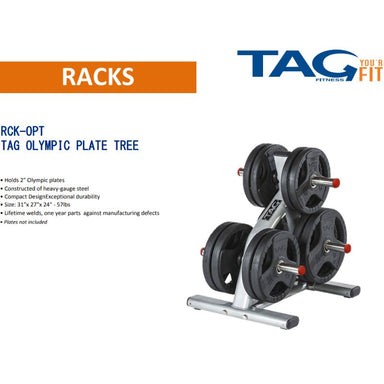 TAG Fitness RCK-OPT-B Olympic Plate Tree - Black Frame Specifications