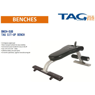 TAG Fitness Sit Up Bench - Black Frame Specifications