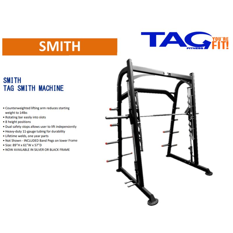 TAG Fitness Smith Machine BLACK FRAME Specifications and Dimensions