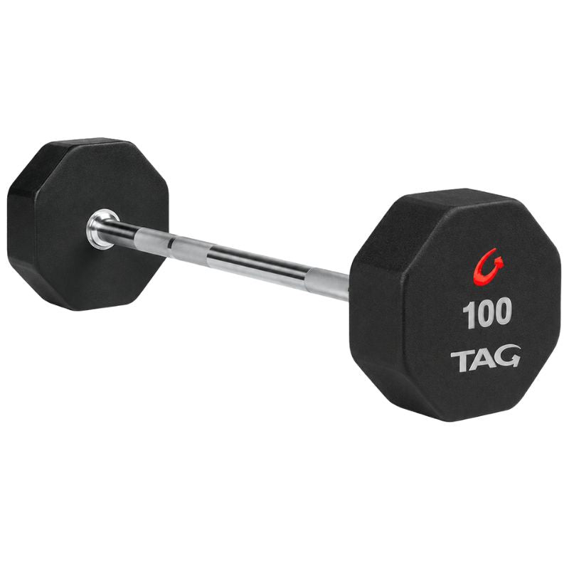 TAG 8-Sided Premium Urethane Fixed Straight Barbells 100 lb