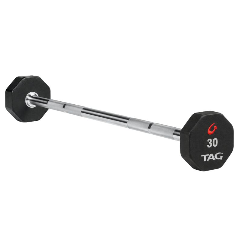 TAG 8-Sided Premium Urethane Fixed Straight Barbells 30 lb