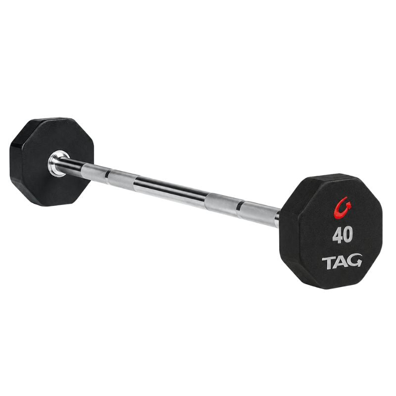 TAG 8-Sided Premium Urethane Fixed Straight Barbells 40 lb