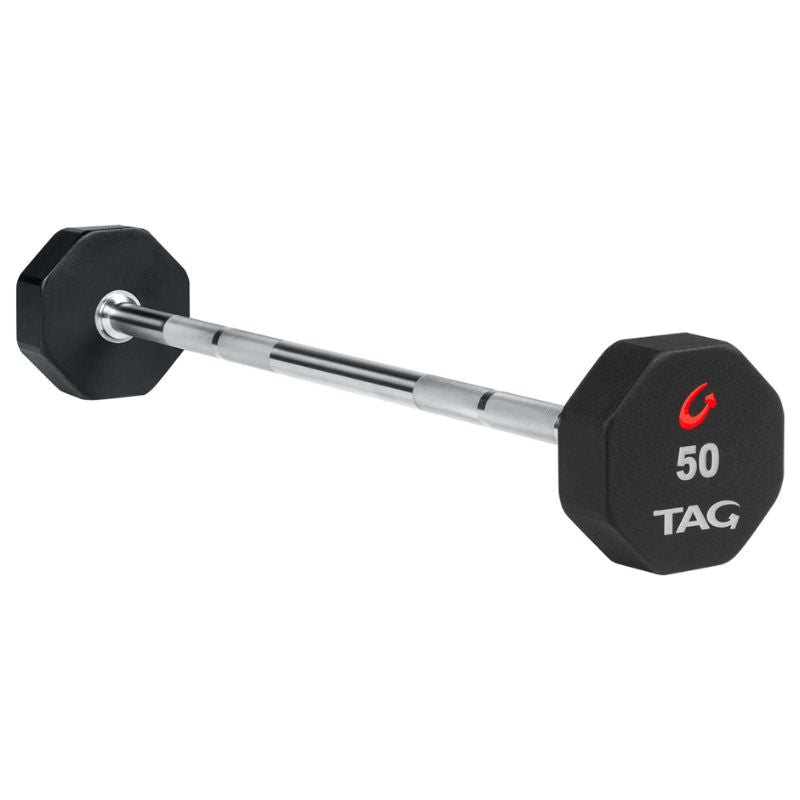 TAG 8-Sided Premium Urethane Fixed Straight Barbells 50 lb