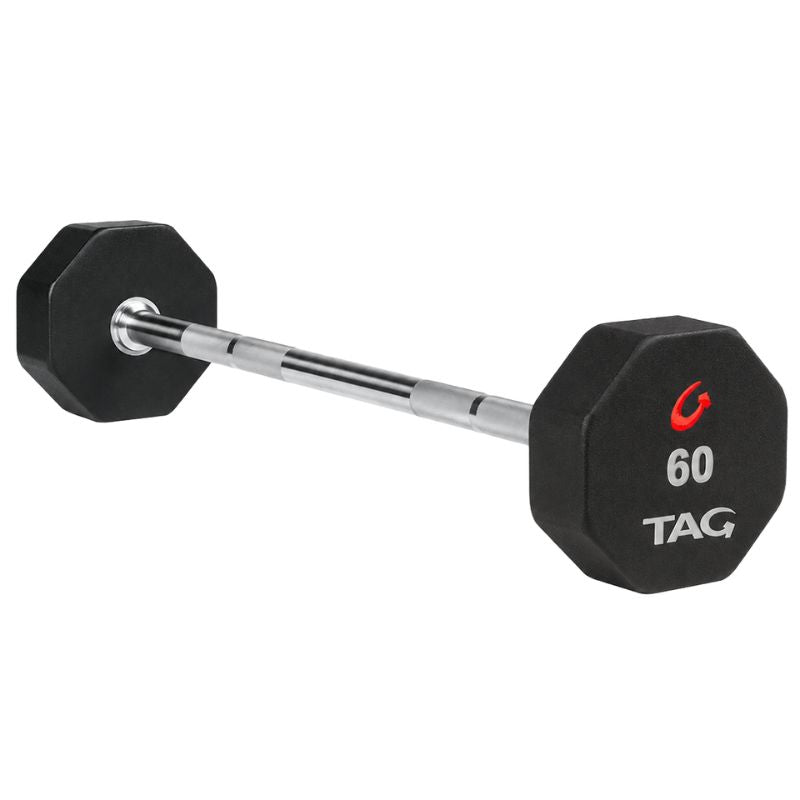 TAG 8-Sided Premium Urethane Fixed Straight Barbells  60 lb
