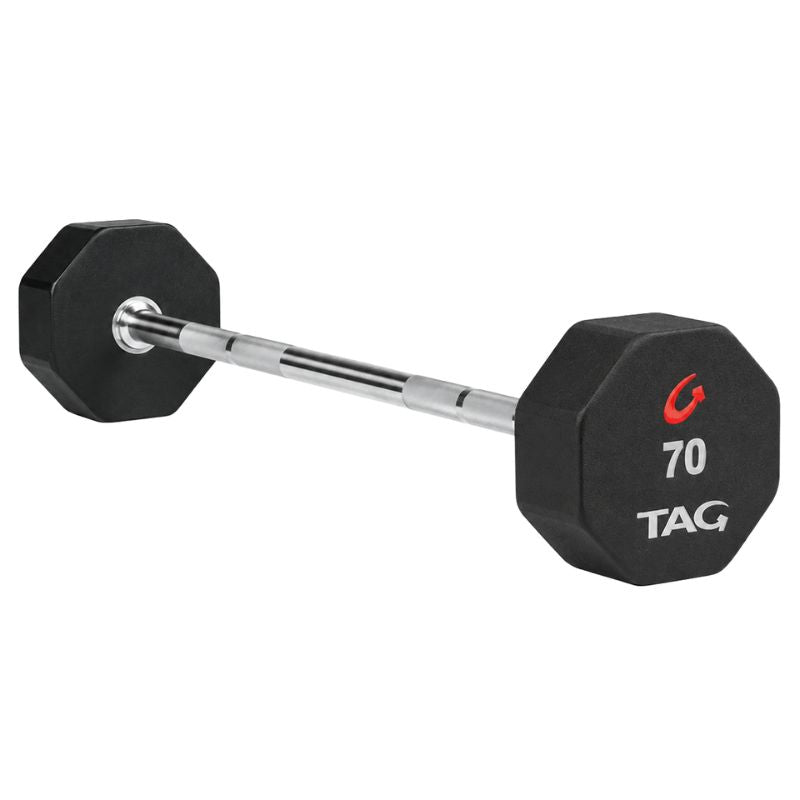 TAG 8-Sided Premium Urethane Fixed Straight Barbells   70  lb
