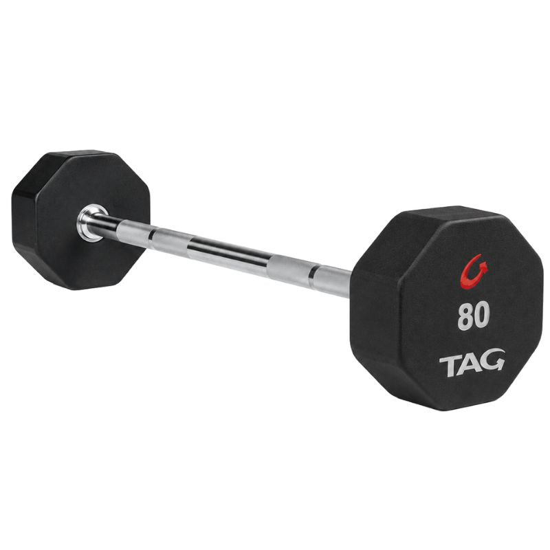 TAG 8-Sided Premium Urethane Fixed Straight Barbells 80 lb