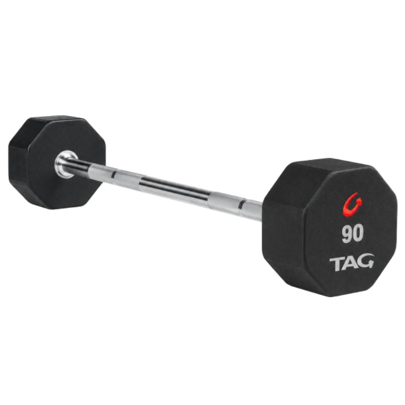 TAG 8-Sided Premium Urethane Fixed Straight Barbells 90 lb