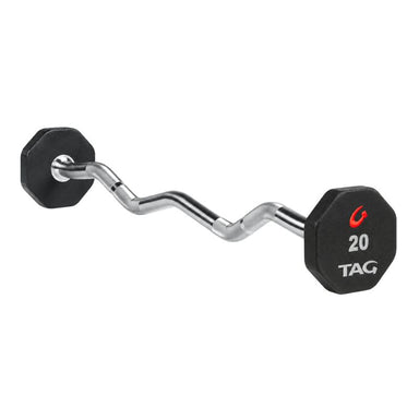 TAG Fitness 8-Sided Premium Urethane Fixed Barbell with EZ Curl handle 20 lb