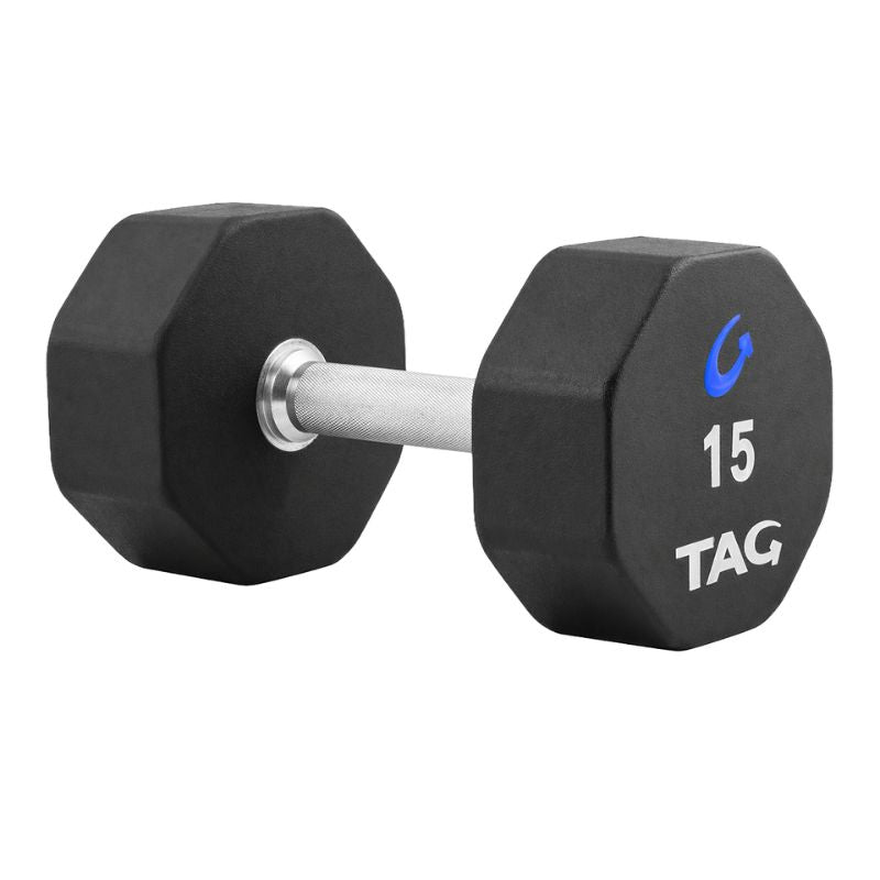 TAG Fitness 8-Sided Virgin Rubber Dumbbells R8DB 15 lb