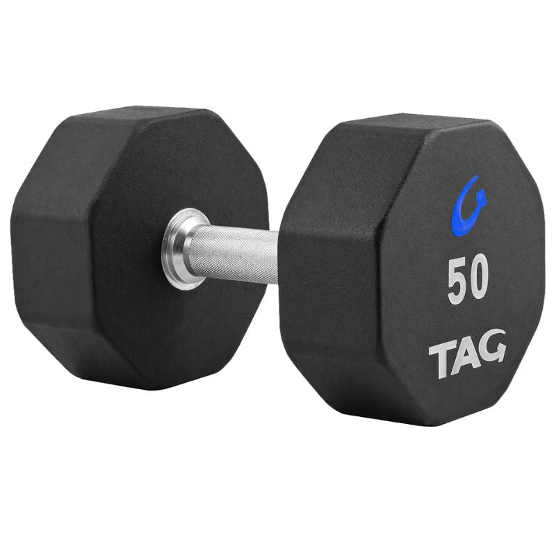 TAG Fitness 8-Sided Virgin Rubber Dumbbells R8DB 50 lb