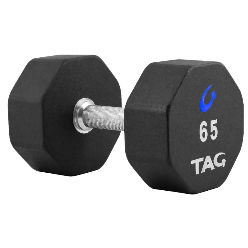 TAG Fitness 8-Sided Virgin Rubber Dumbbells R8DB 65 lb