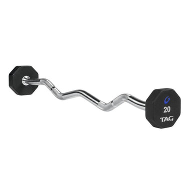 TAG Fitness 8-Sided Virgin Rubber Fixed Barbell with EZ Bar 20 lb