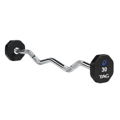 TAG Fitness 8-Sided Virgin Rubber Fixed Barbell with EZ Bar 30 lb