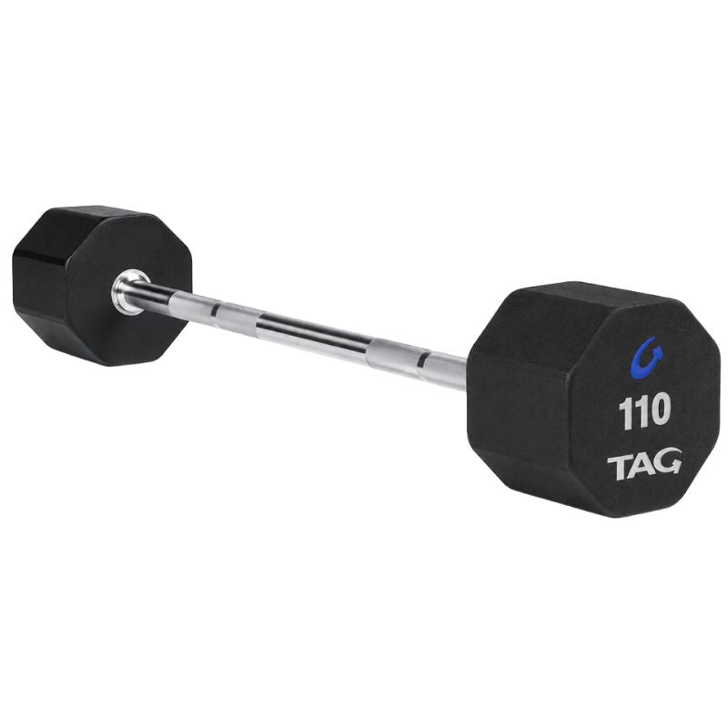 TAG Fitness 8-Sided Virgin Rubber Fixed Barbell with Straight Bar 110 lb