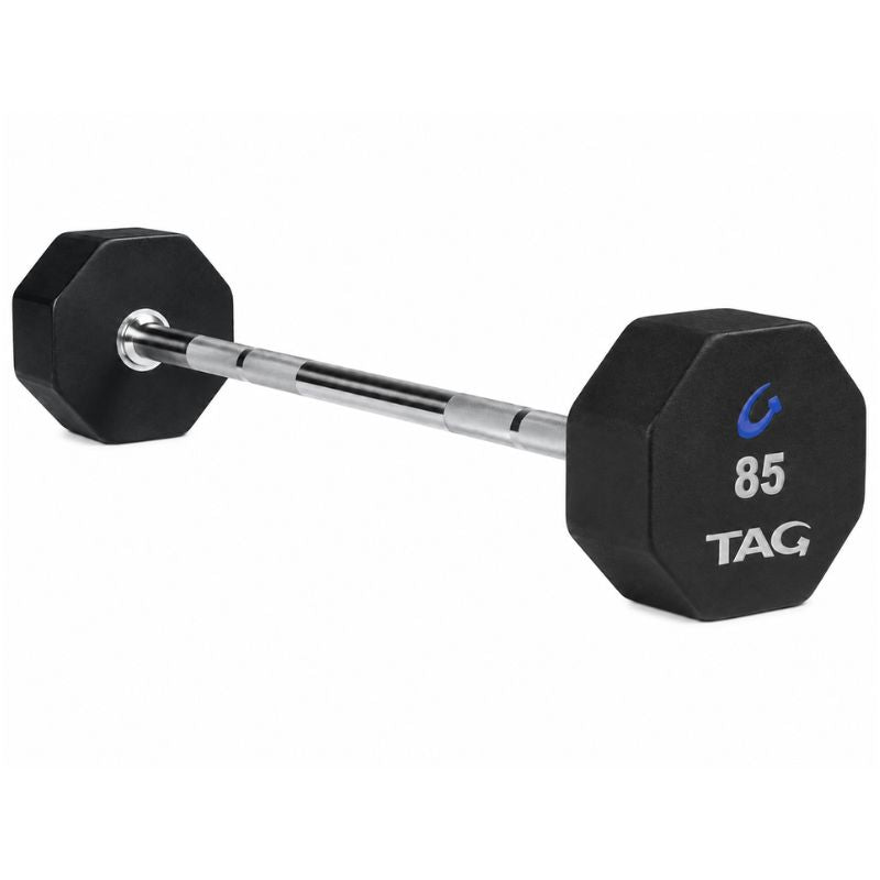 TAG Fitness 8-Sided Virgin Rubber Fixed Barbell with Straight Bar 85 lb