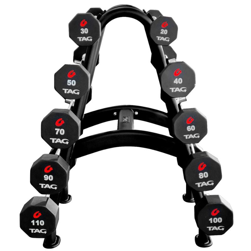 TAG Fitness Black Fixed Barbell Rack | RCK-BBR-B Side View