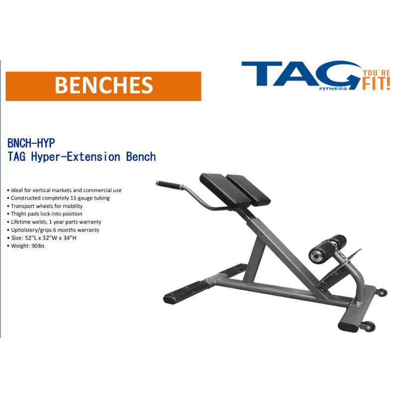 TAG Fitness Hyper Extension Bench - Black Frame Specifications